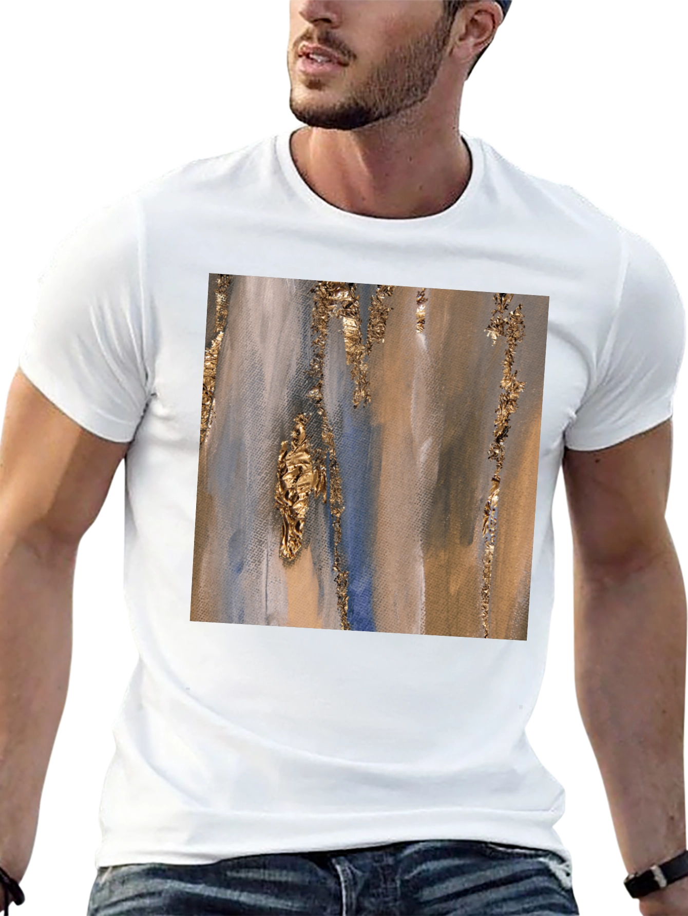 Black Abstract Art Print T-Shirt view 13