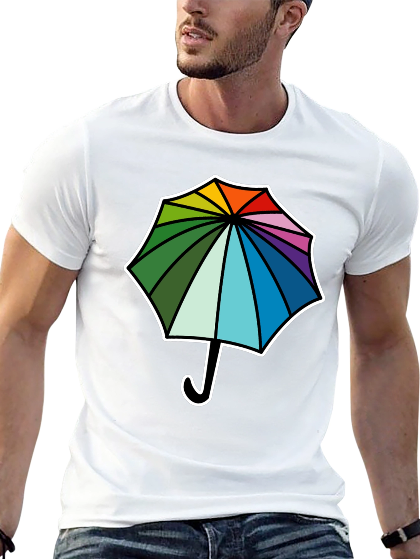 Black Rainbow Umbrella Graphic Tee - Stylish Comfort view 13