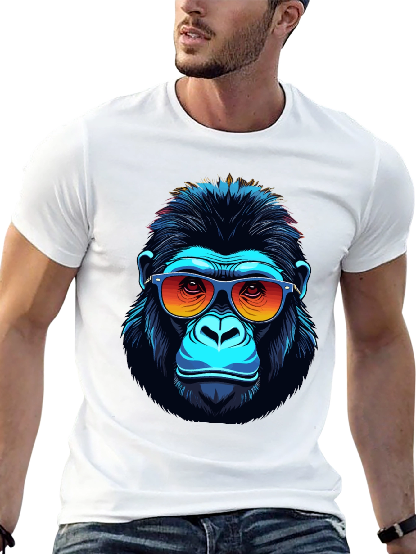 Black Cool Gorilla Graphic Tee - Fun Animal Print Shirt view 13