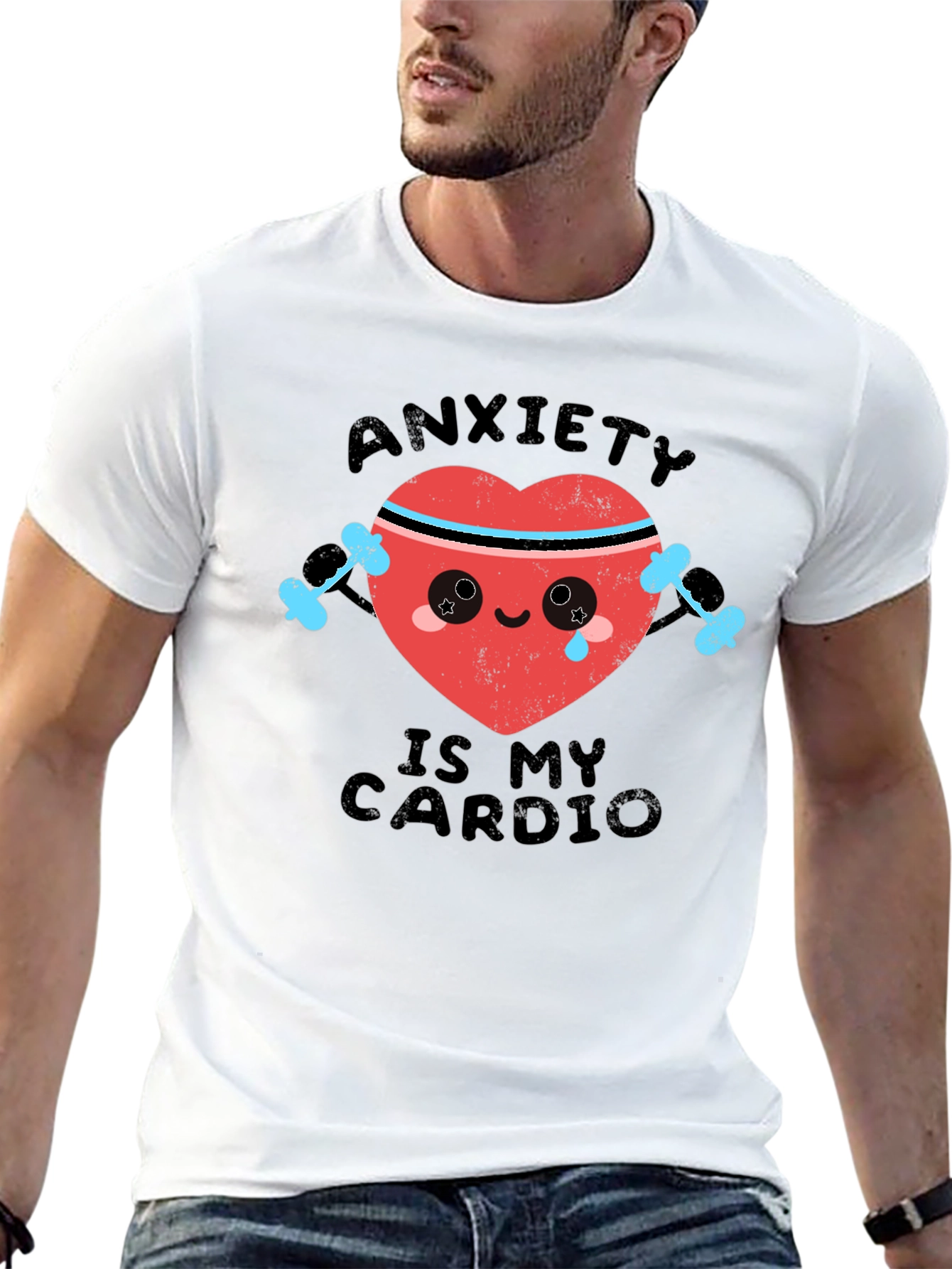 Black Anxiety Is My Cardio Funny Workout T-Shirt view 13