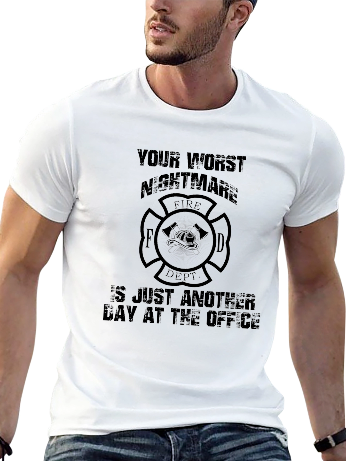 Black Firefighter T-Shirt - Your Worst Nightmare, Fire Dept. Design view 13