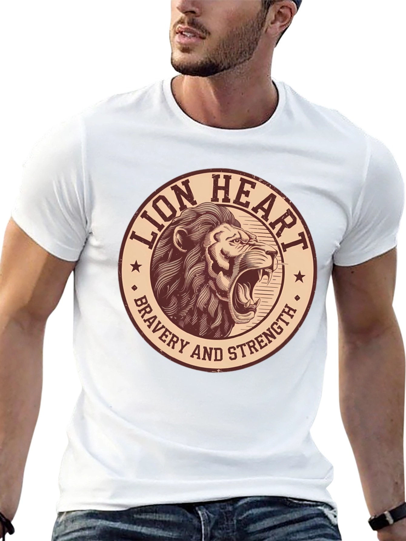 Black Lion Heart Bravery Strength Graphic Tee view 13