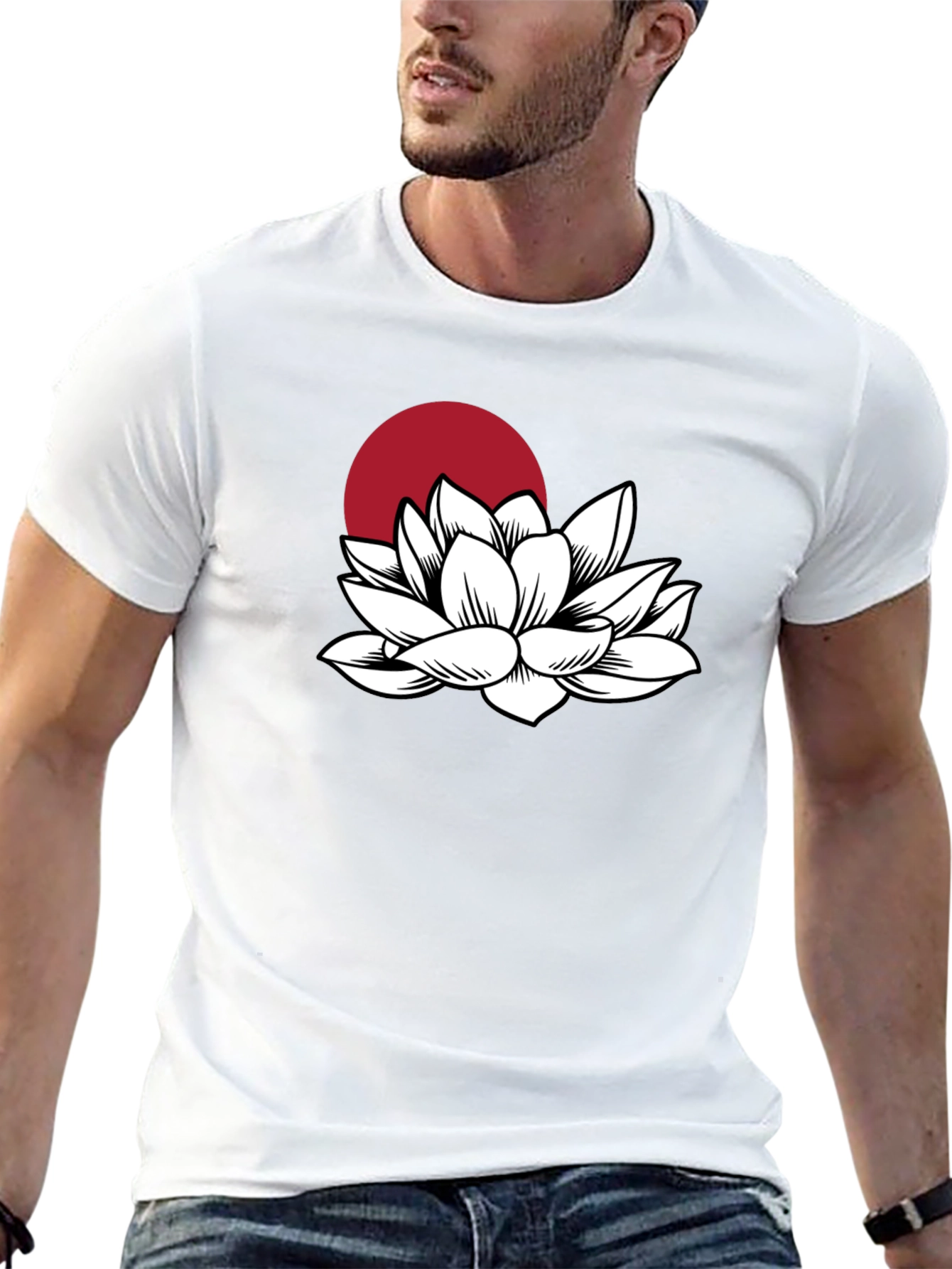 Black Lotus Flower T-Shirt - Black Graphic Tee view 13