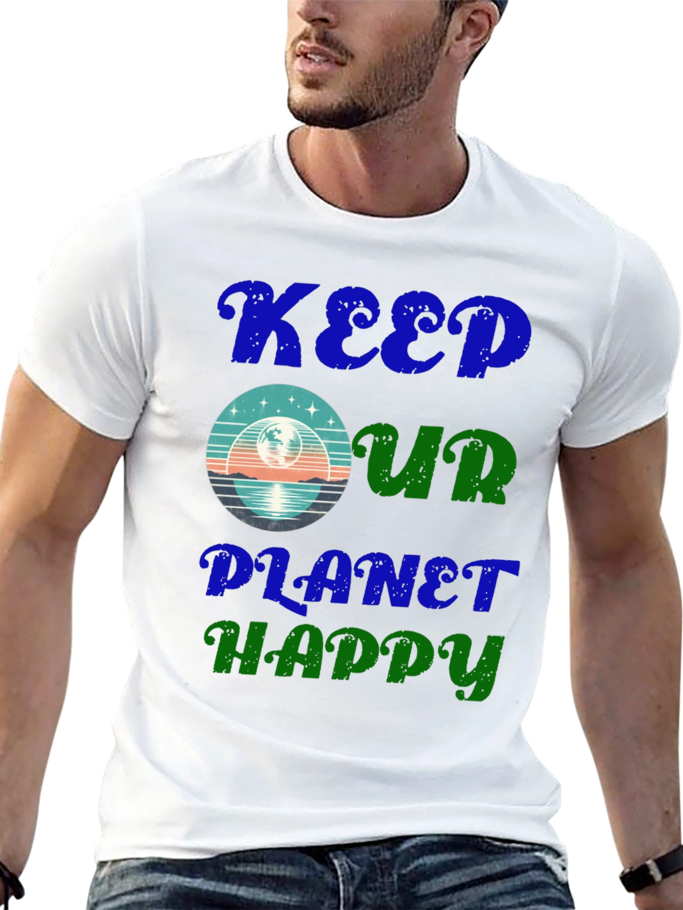 Black Keep Our Planet Happy Graphic Tee - Eco Friendly Fashion view 13