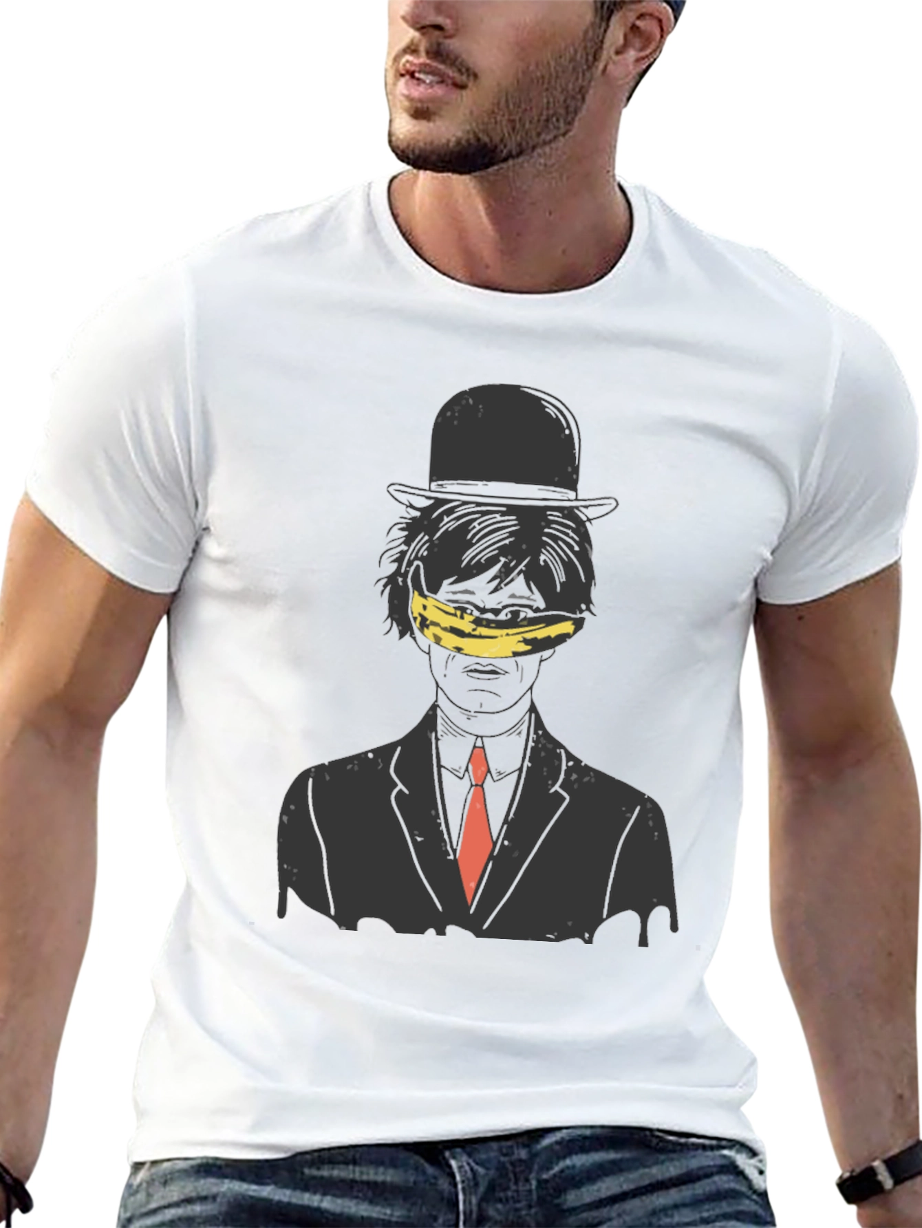 Black Artistic Banana Blinded Man Graphic Tee view 13