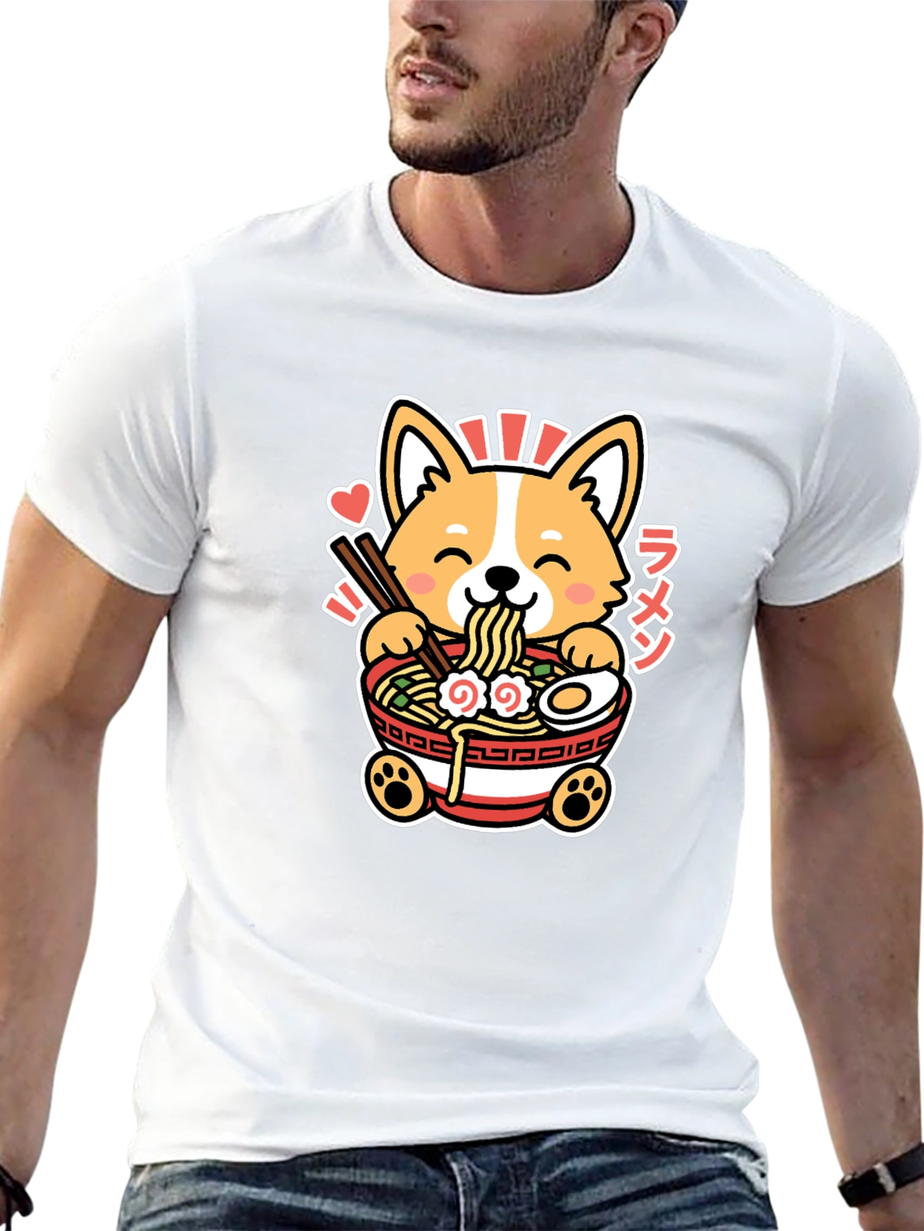 Black Corgi Ramen Graphic Tee - Kawaii Anime Shirt view 13