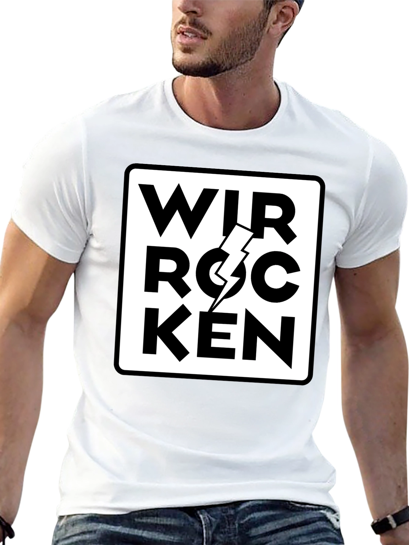 Black Wir Rocken T-Shirt - Black Graphic Tee view 13