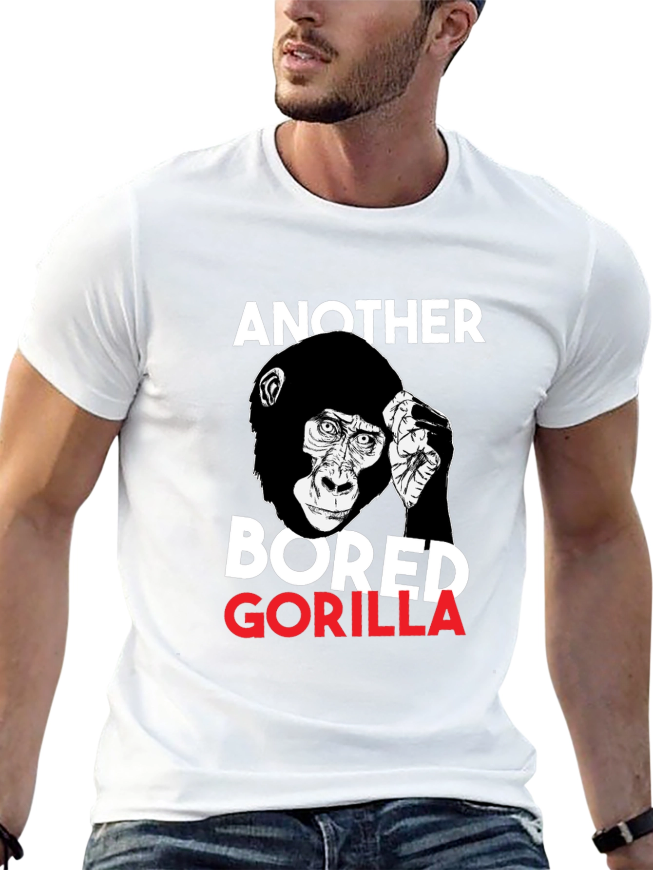 Black Bored Gorilla Graphic Tee - Unisex Black T-Shirt view 13