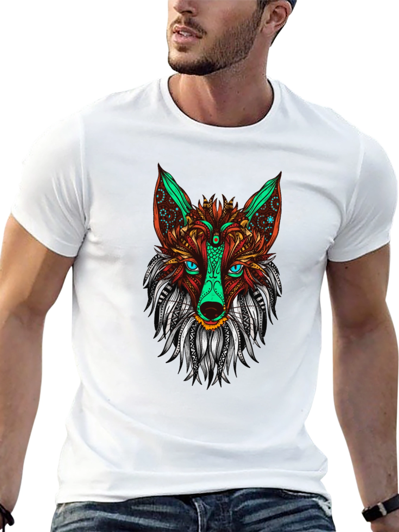 Fox Graphic Print Men's Black T-shirt - 13
