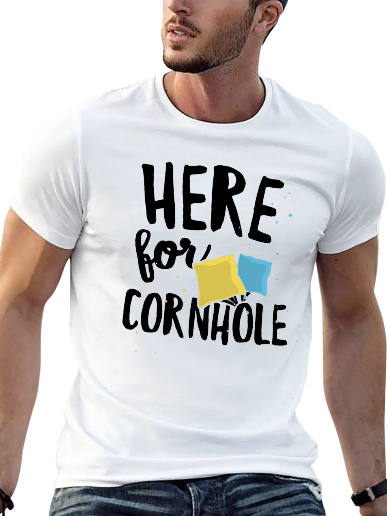 Black Here for Cornhole T-Shirt view 13