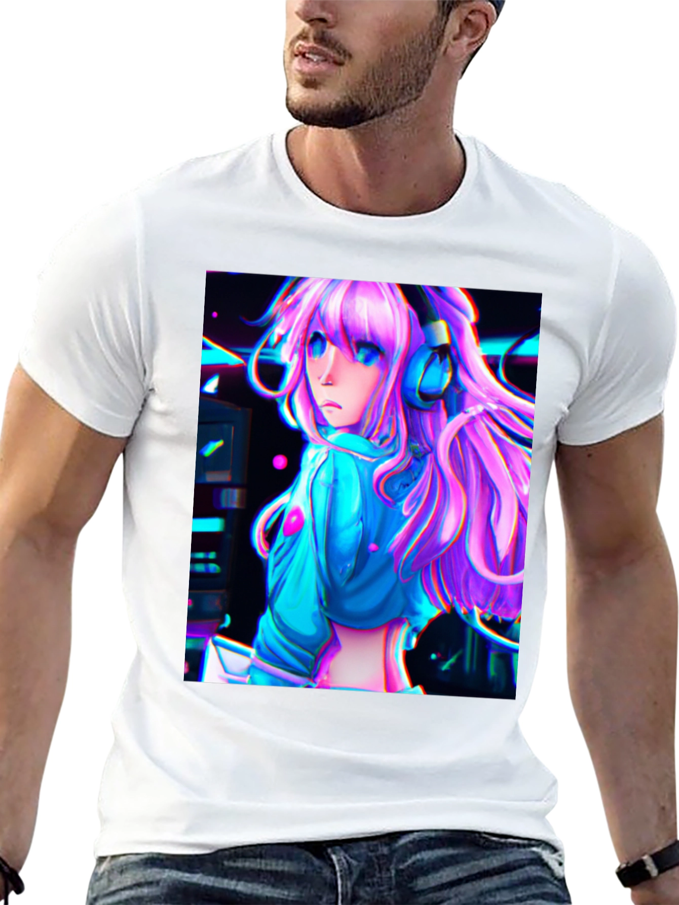 Black Anime Girl Graphic Tee - Black Cotton view 13