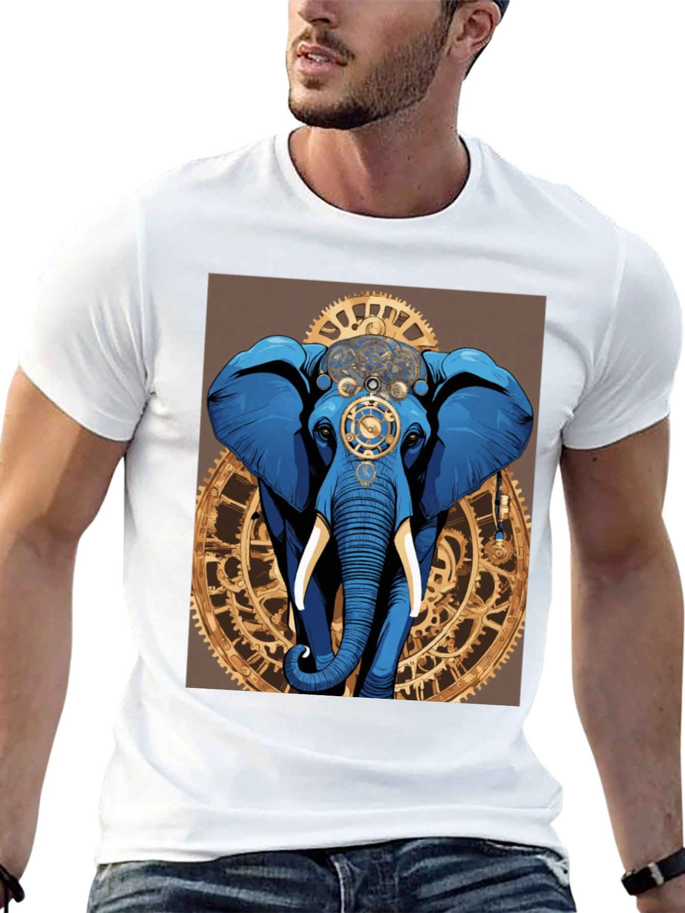 Black Steampunk Elephant Graphic Tee - Unique Design view 13