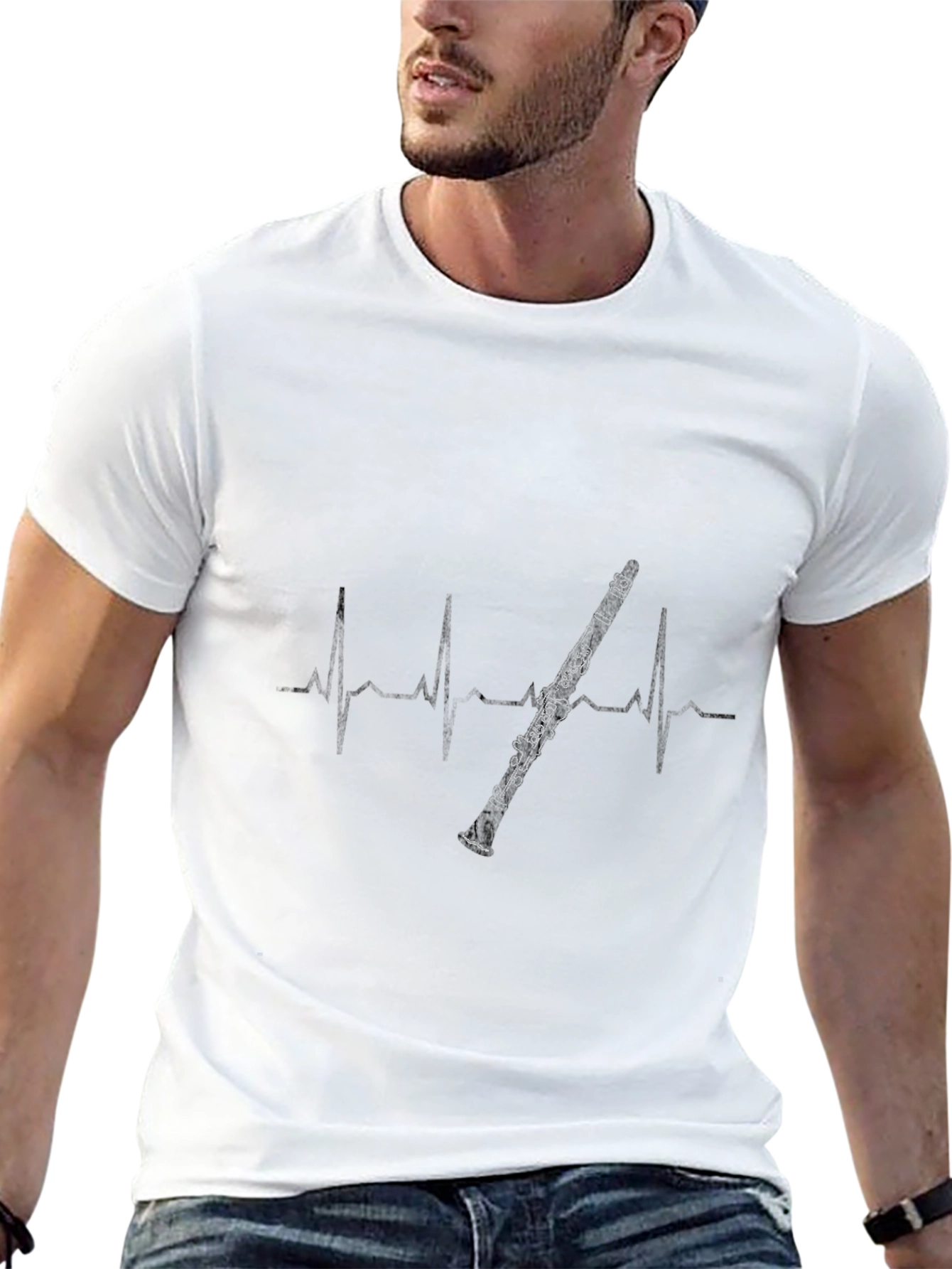 Black Clarinet Heartbeat T-Shirt - Music Lover Tee view 13