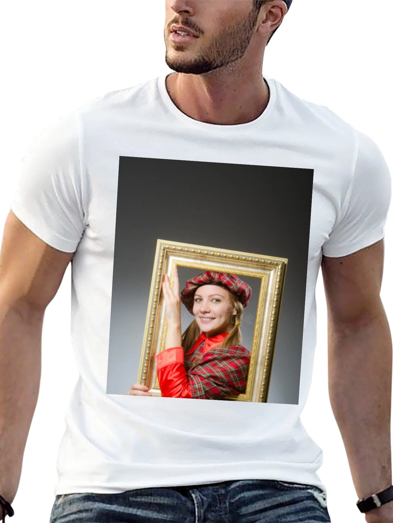 Black Funny Framed Woman Graphic Tee - Novelty T-Shirt view 13