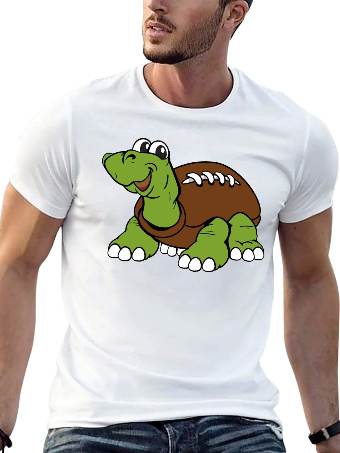 Black Cartoon Football Turtle Graphic T-Shirt view 13