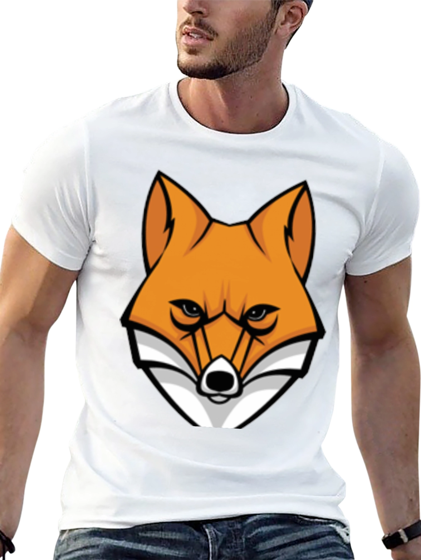 Black Cool Fox Graphic Tee - Black Cotton T-Shirt view 13