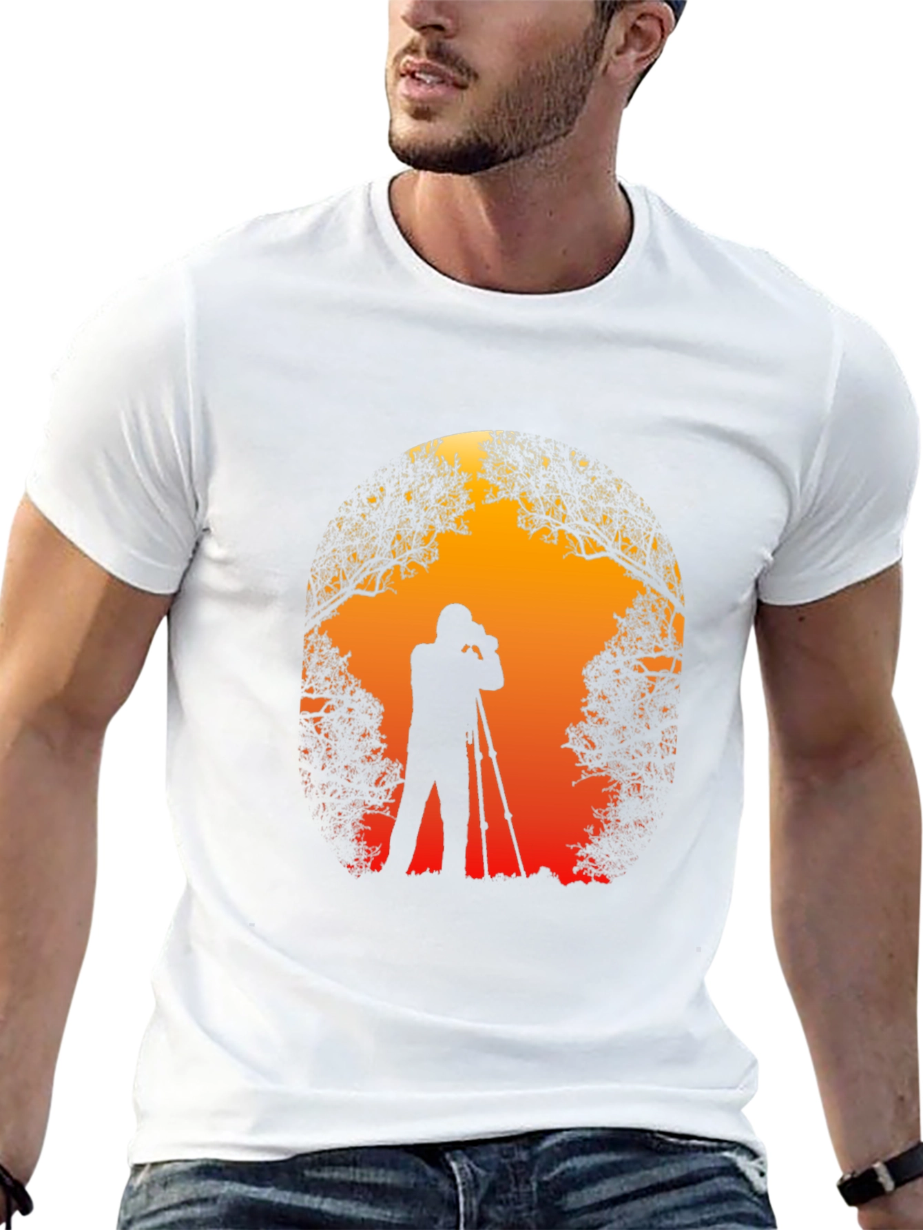 Black Photographer Silhouette Graphic T-Shirt view 13