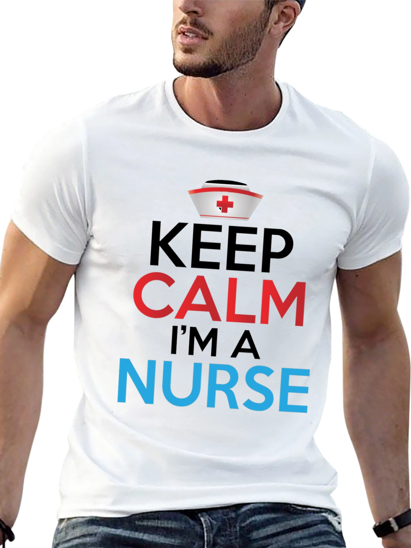Black Keep Calm I'm a Nurse Graphic Tee view 13
