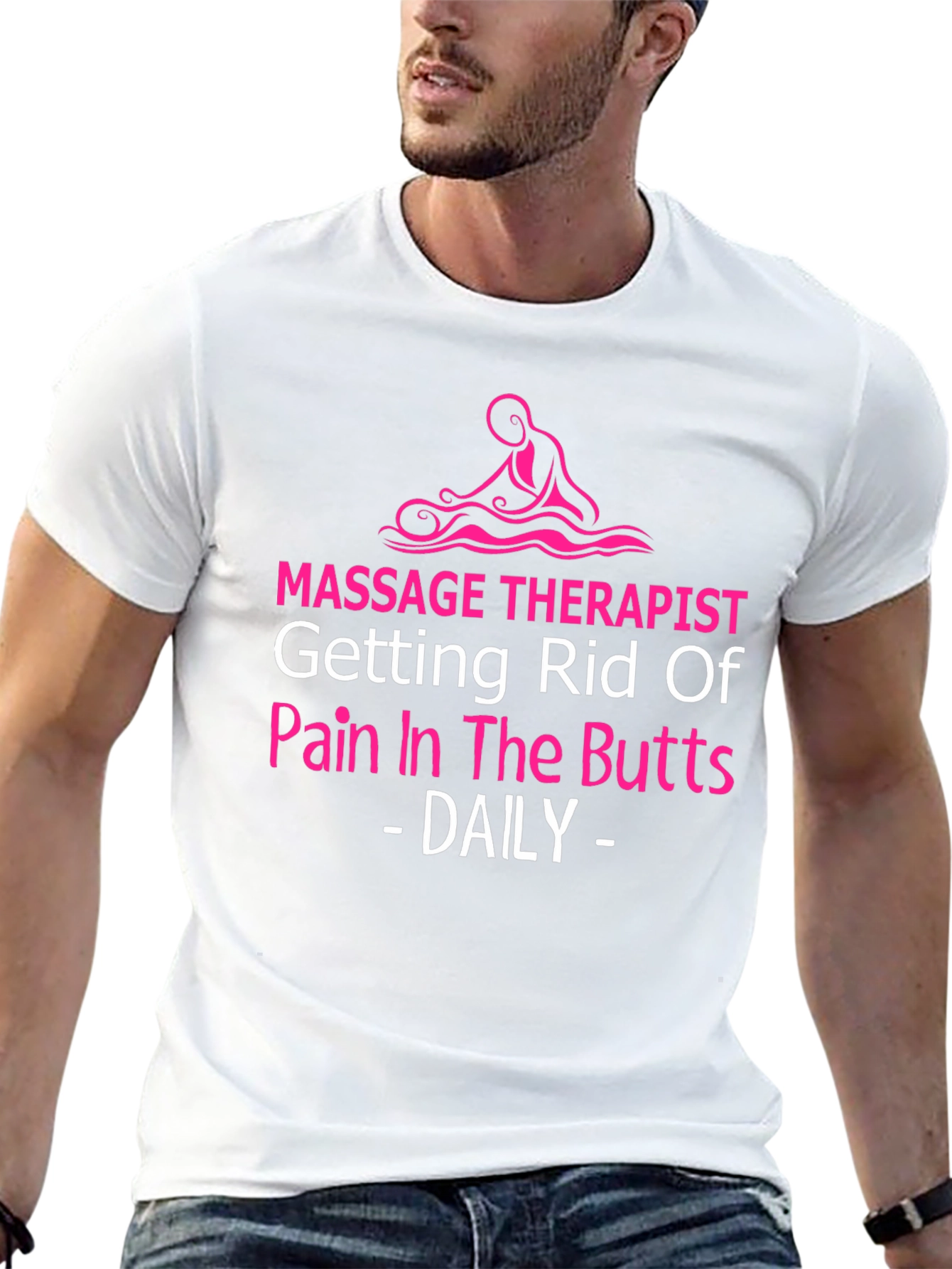 Black Massage Therapist Novelty T-Shirt - Pain Relief Humor view 13