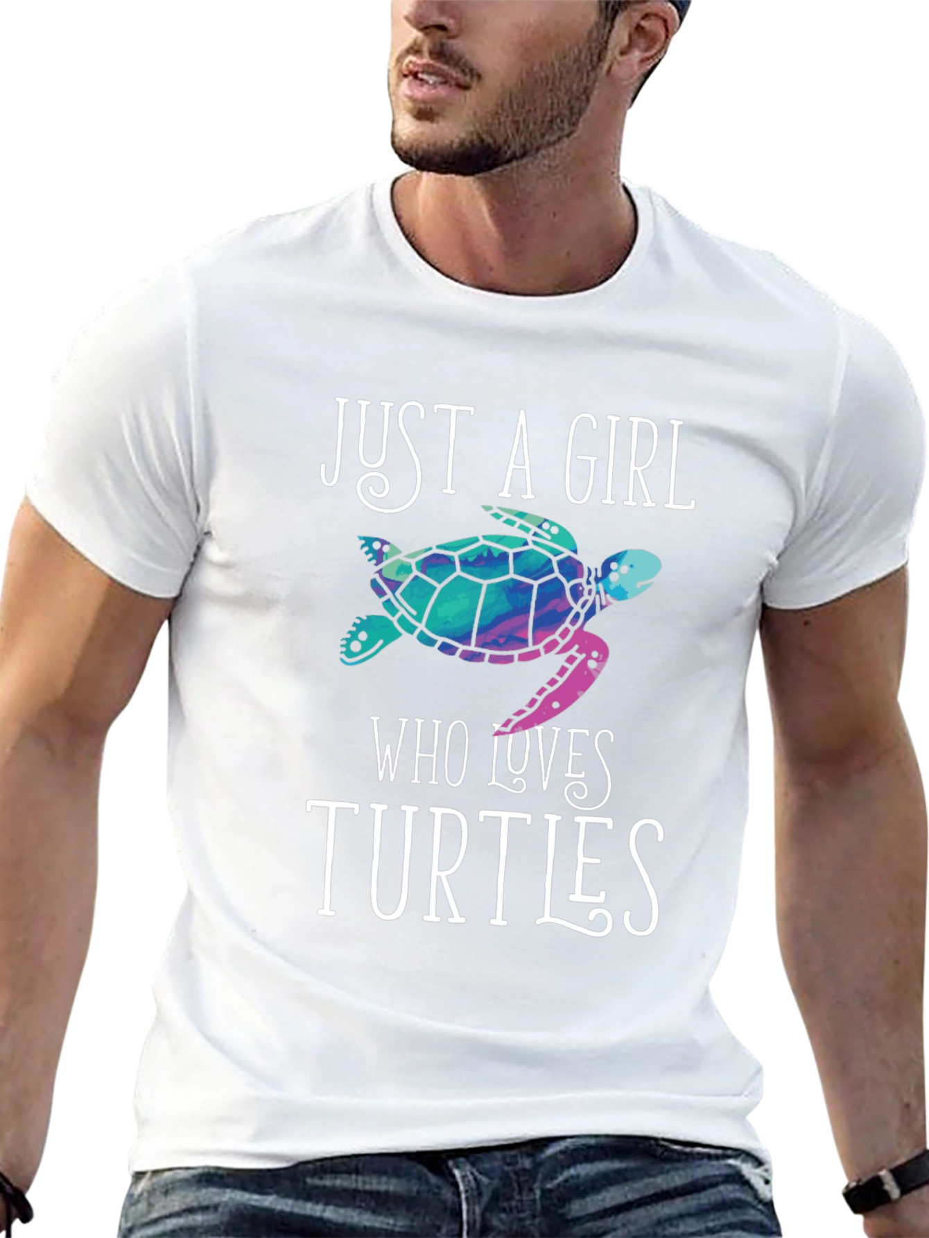 Black Just a Girl Who Loves Turtles T-Shirt view 13