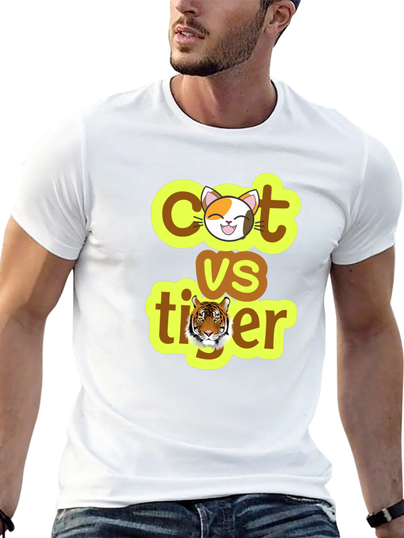 Black Cat vs Tiger Graphic T-Shirt view 13