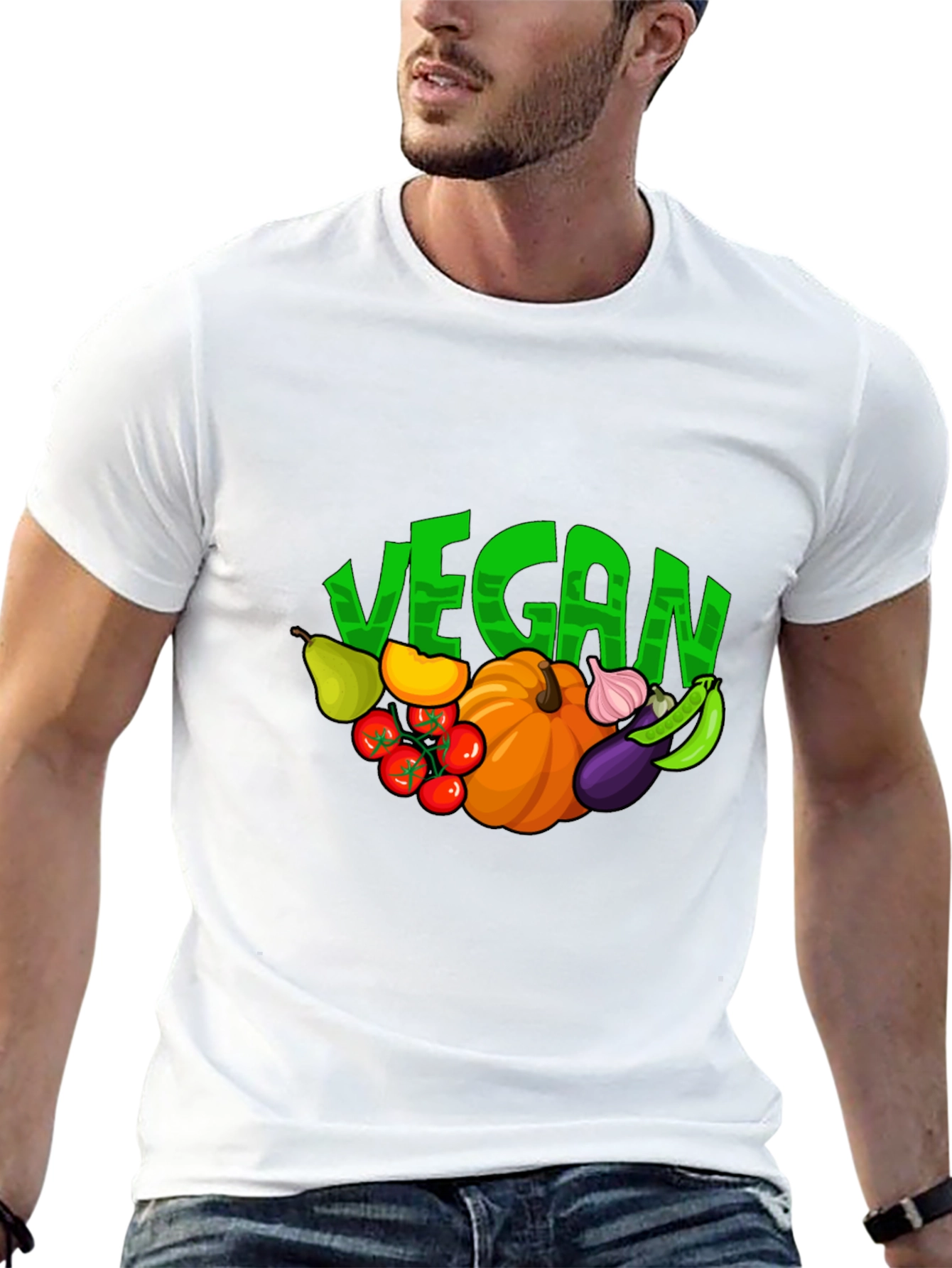 Black Vegan Vegetable Graphic Print T-Shirt view 13