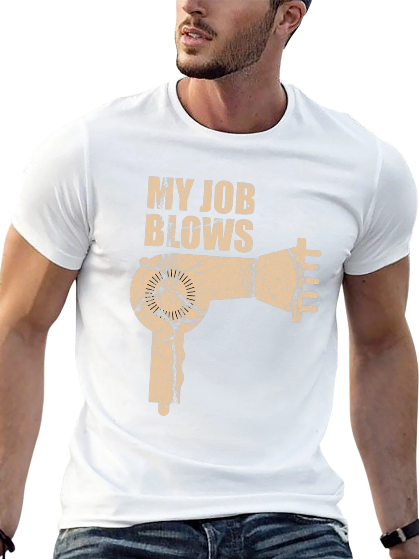 Black My Job Blows T-Shirt - Hair Dryer Graphic Tee view 13