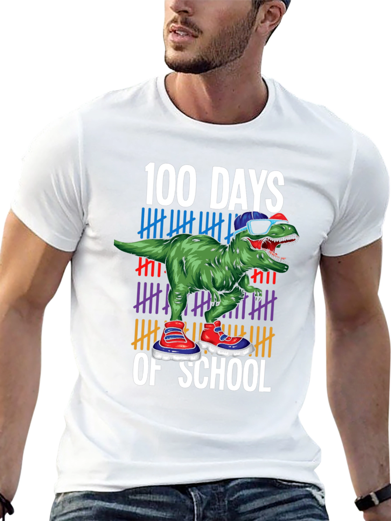 Black 100 Days of School Dinosaur T-Shirt view 13