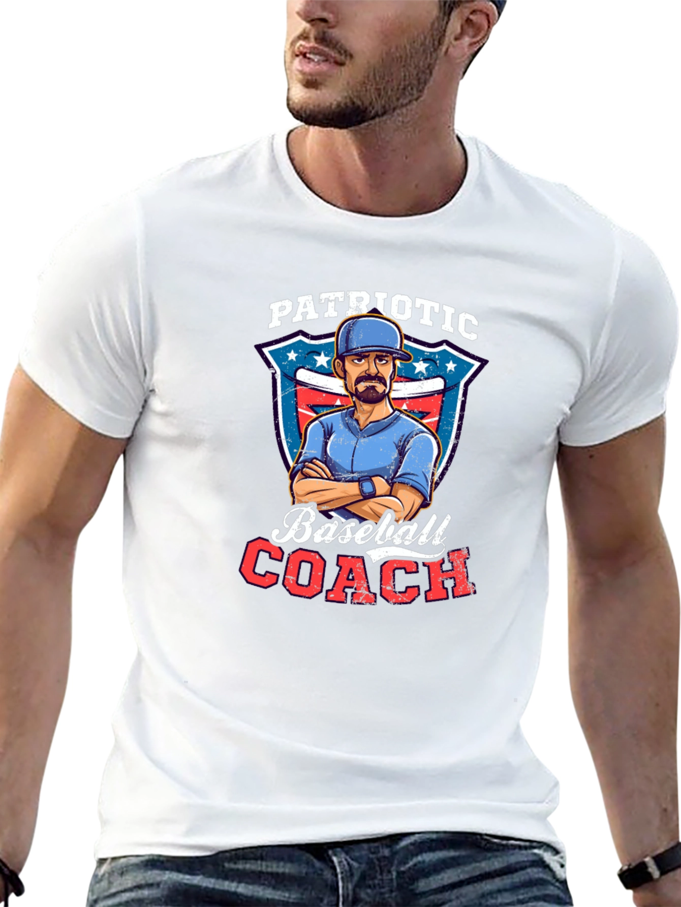 Black Patriotic Baseball Coach Graphic Tee view 13