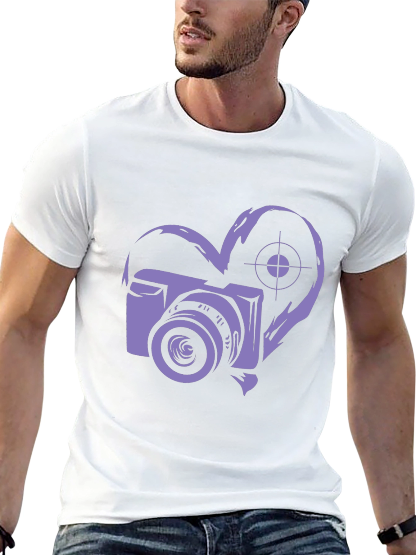 Camera Heart Graphic Black T-Shirt - 13