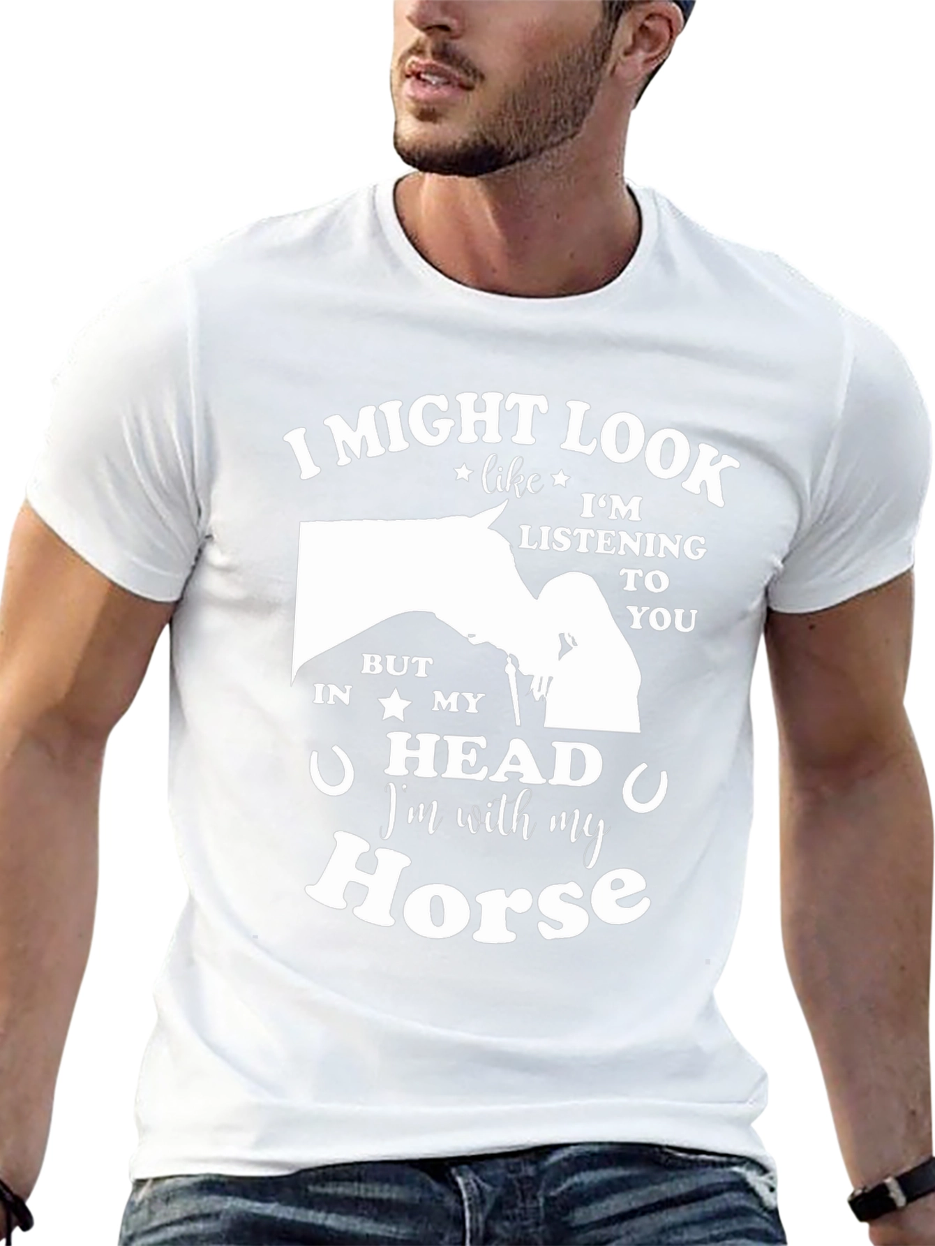 Black I'm With My Horse Graphic T-Shirt view 13