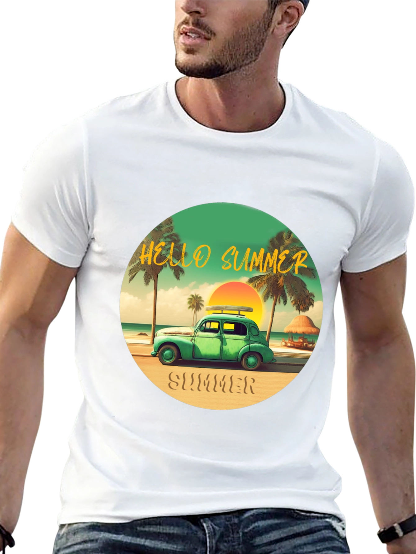 Black Summer Beach Car T-Shirt view 13