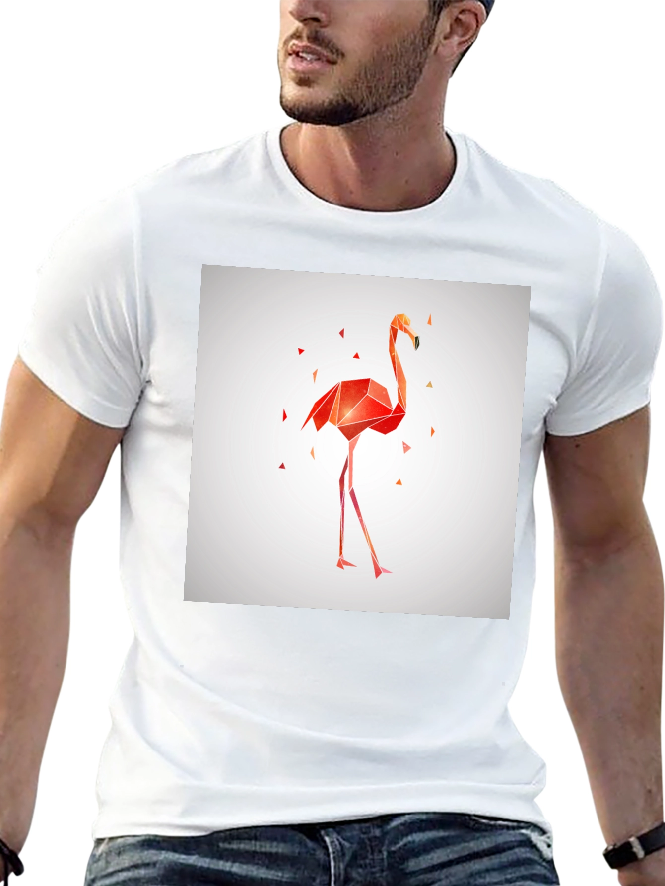 Black Geometric Flamingo Graphic Tee - Stylish Black T-Shirt view 13