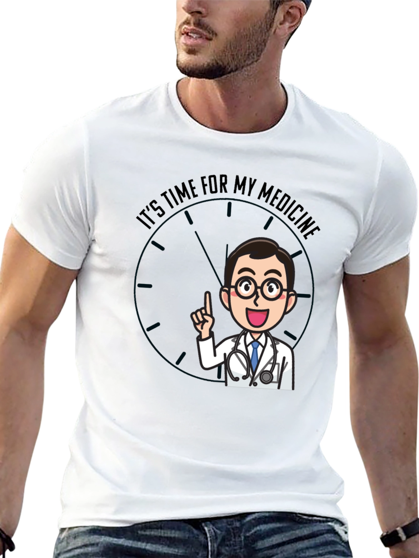 Black Time For Medicine Doctor Graphic T-Shirt view 13