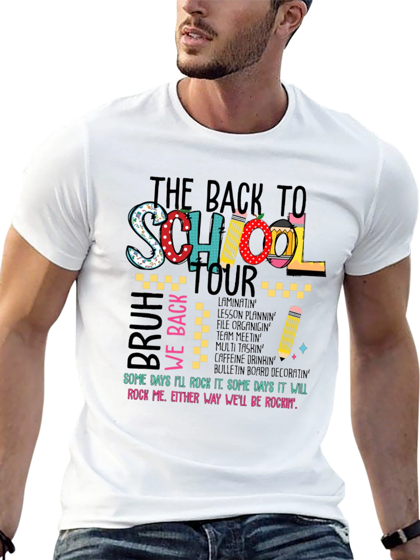 Black Back to School Teacher T-Shirt view 13