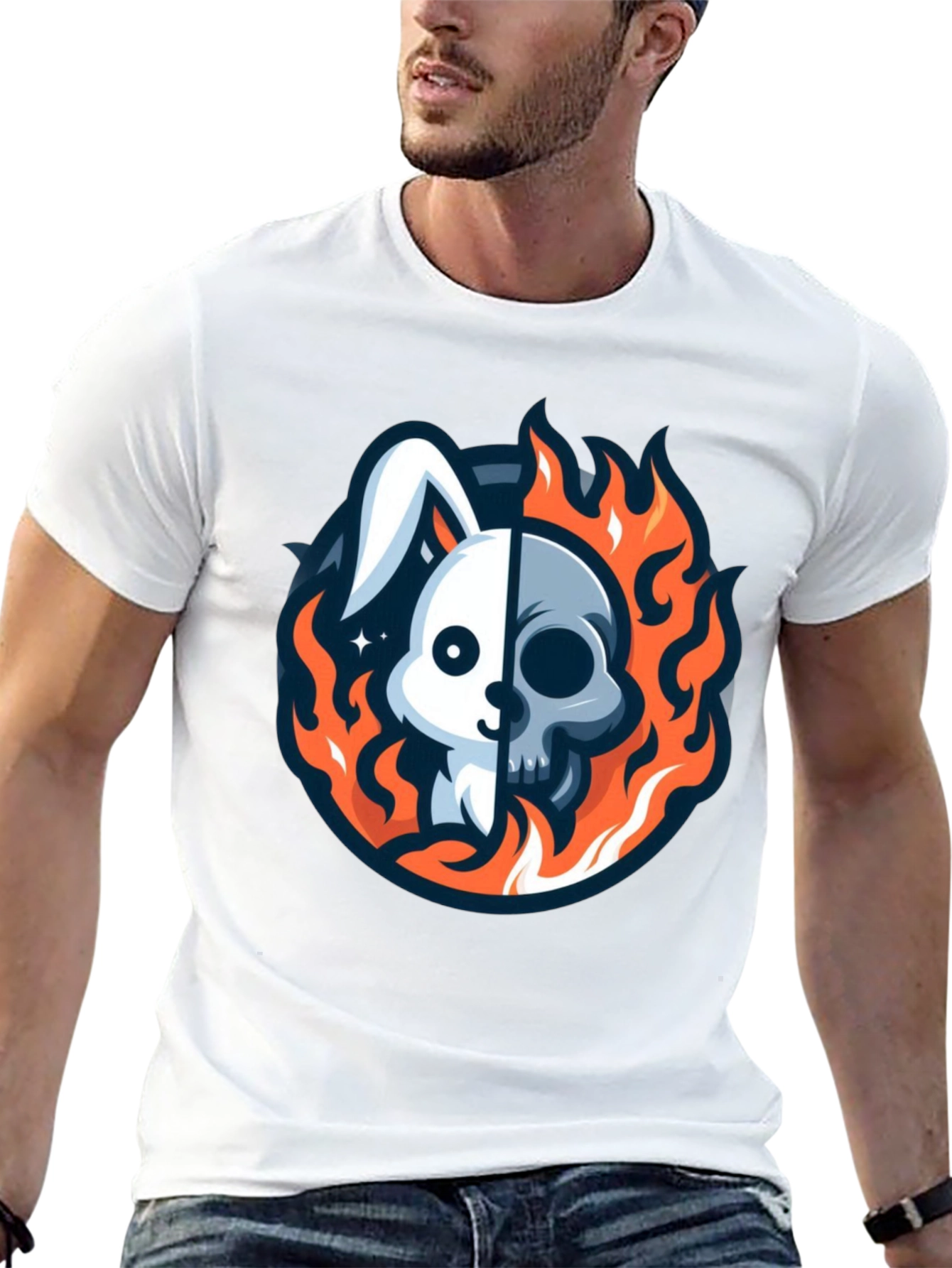 Black Rabbit Skull T-Shirt - Unique Graphic Tee view 13