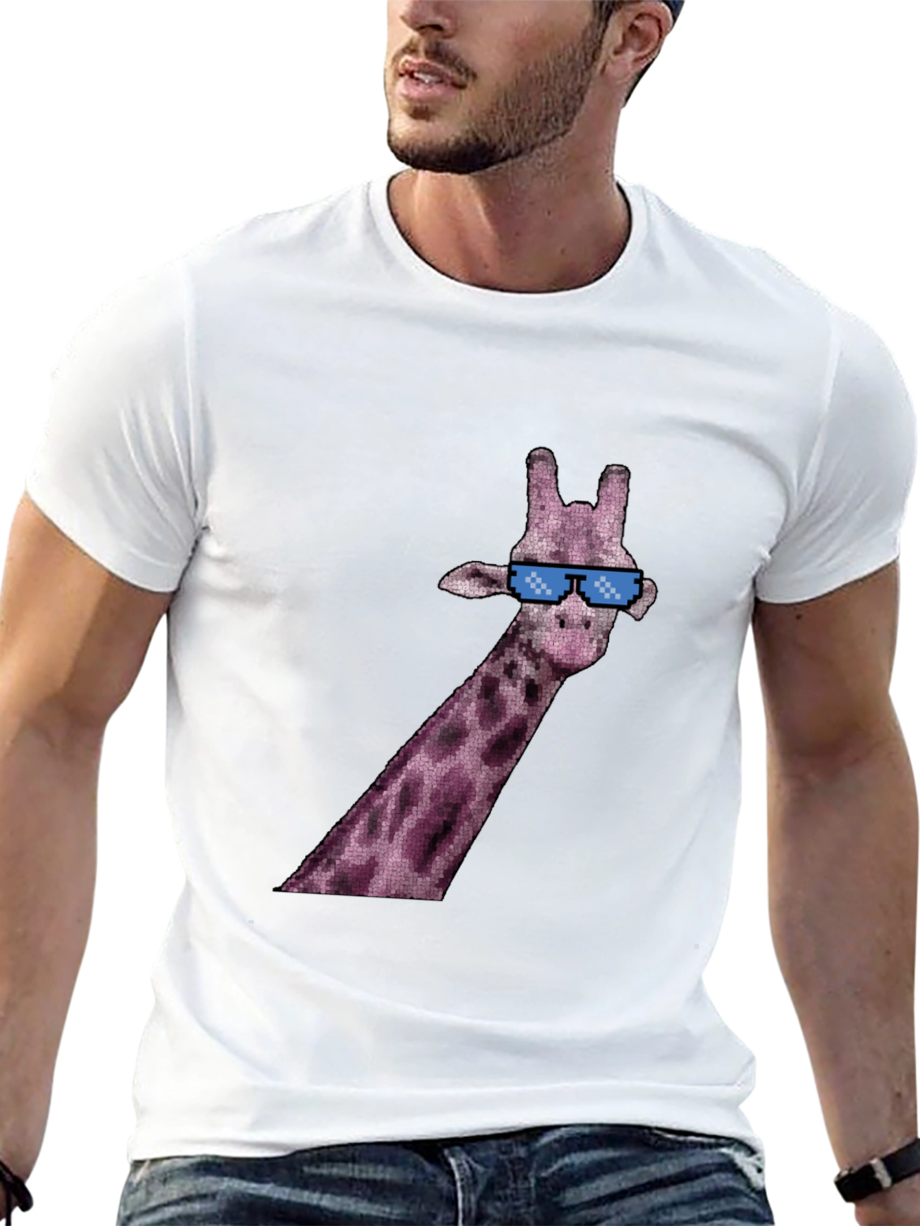 Black Cool Giraffe Graphic Tee - Black view 13