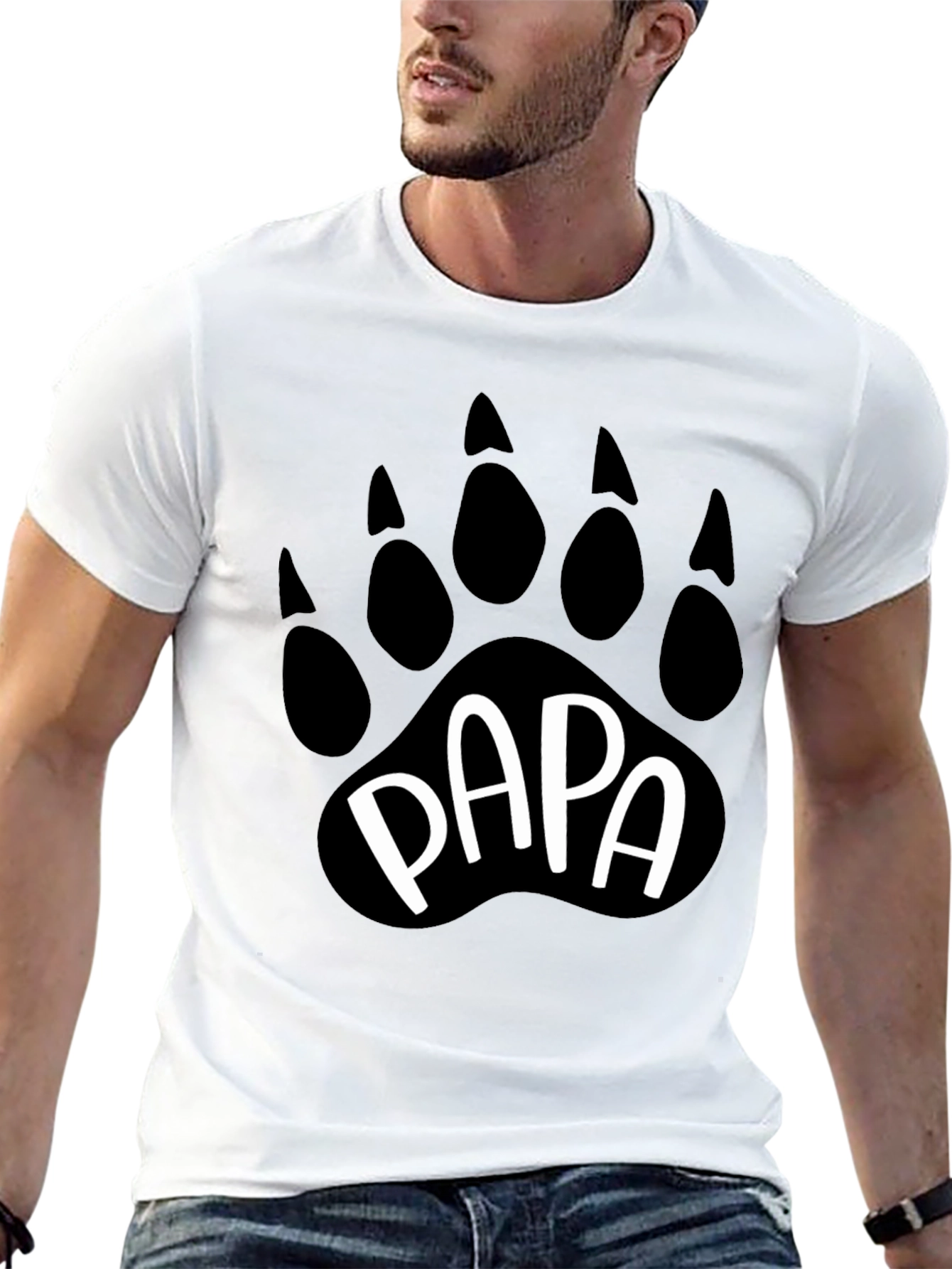 Black Papa Bear Paw Print Graphic T-Shirt view 13