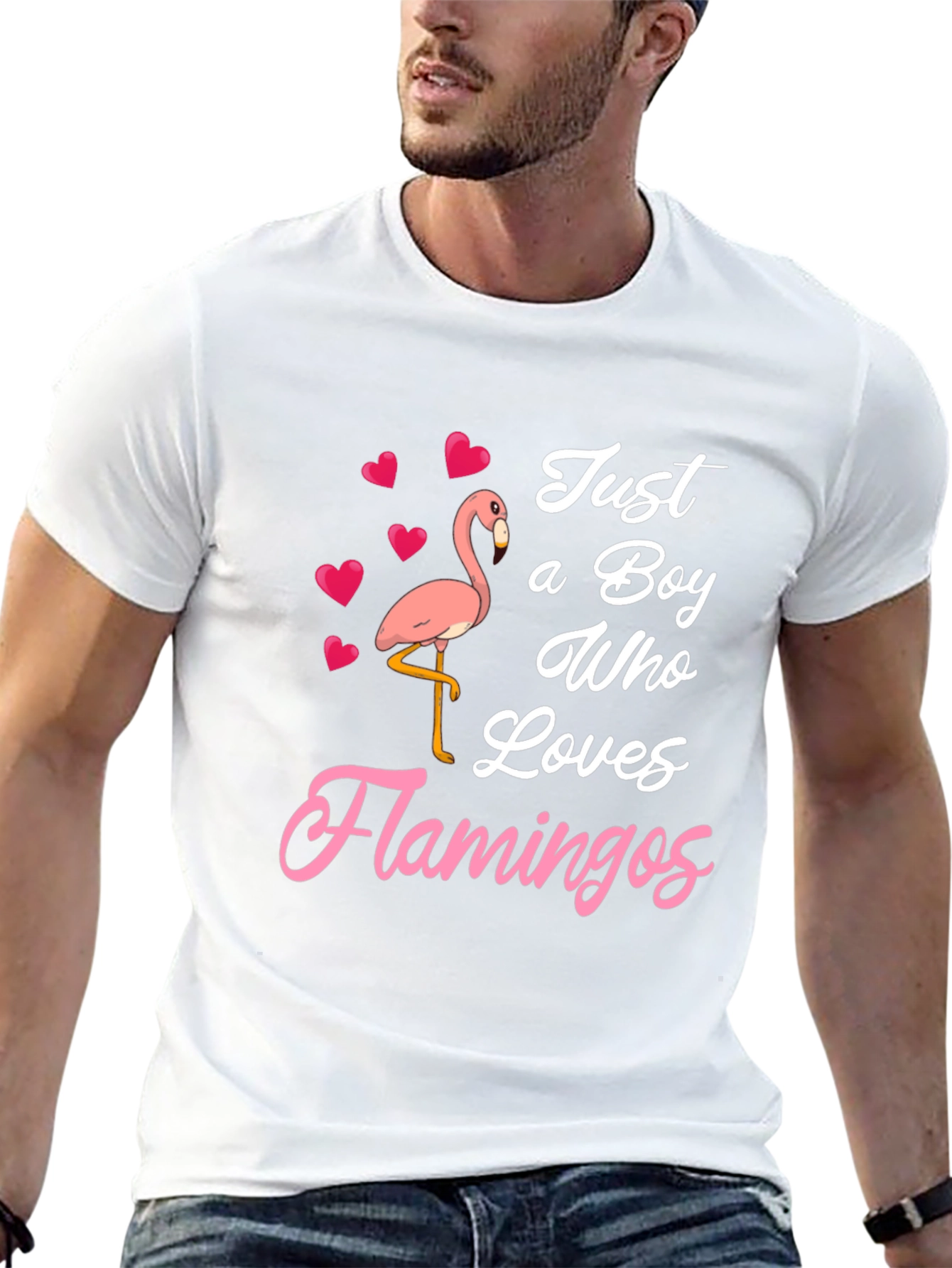 Black Just A Boy Who Loves Flamingos T-Shirt view 13