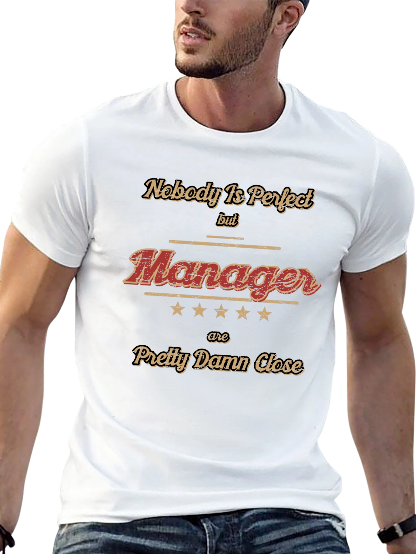 Black Funny Manager T-Shirt - Nobody is Perfect view 13