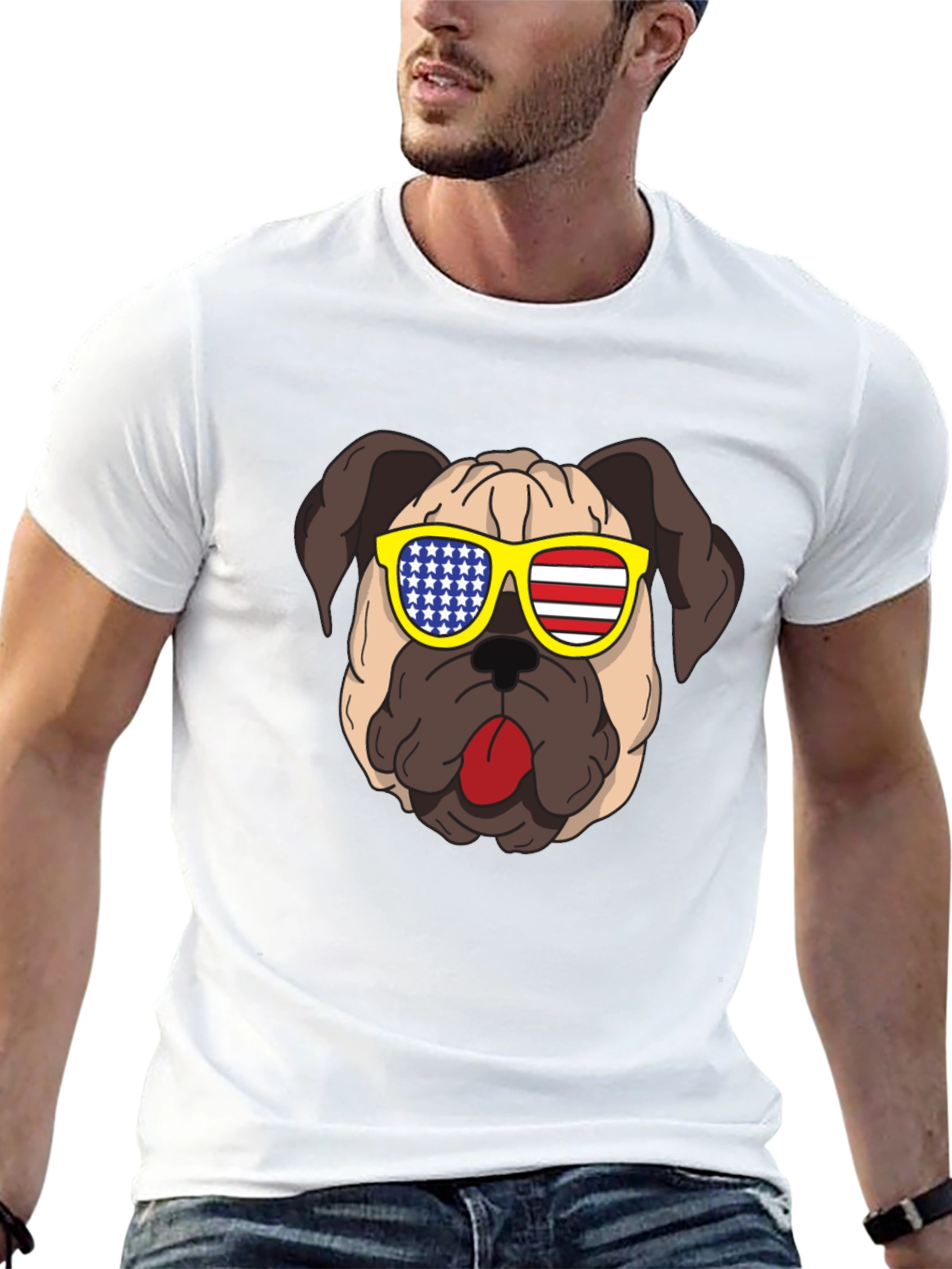 Black Patriotic Pug T-Shirt - USA Dog Tee view 13