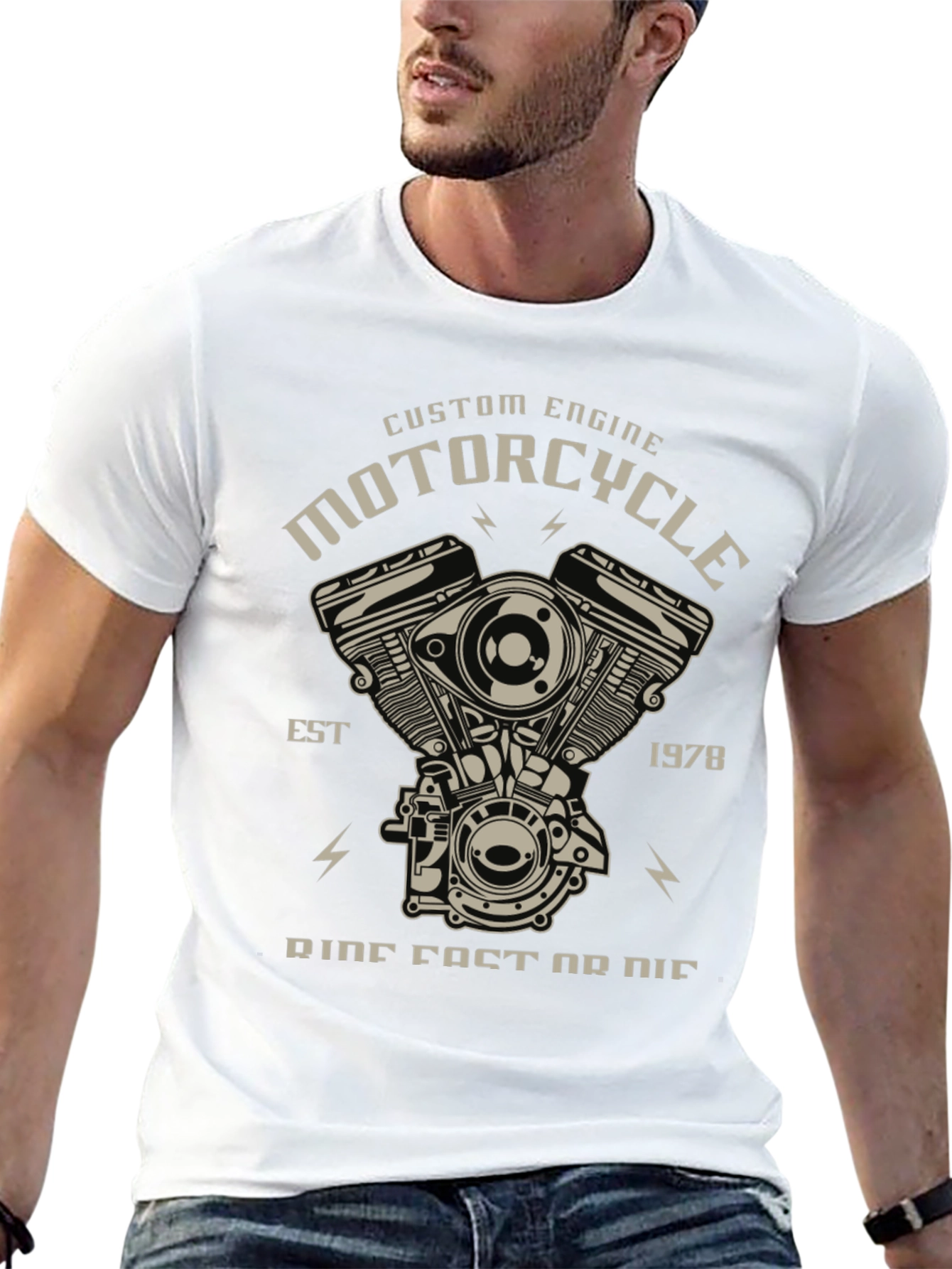 Black Motorcycle Engine Graphic Tee - Ride Fast Or Die T-Shirt view 13