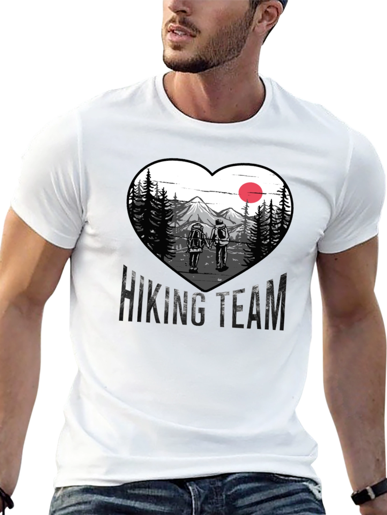 Black Hiking Team Heart Graphic Tee - Nature Lovers Shirt view 13