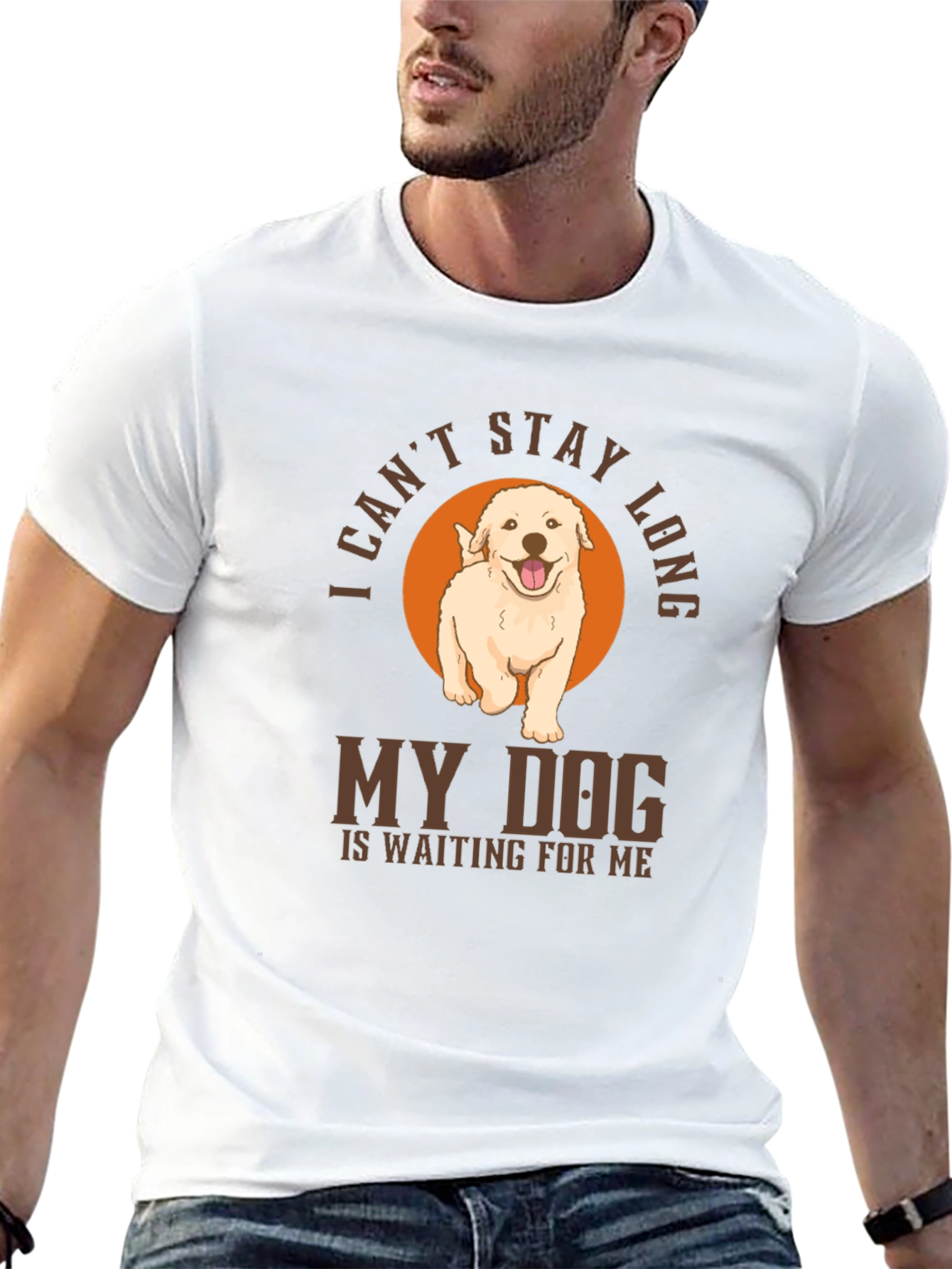 Black Dog Lover T-Shirt: "I Can't Stay Long, My Dog is Waiting For Me" view 13