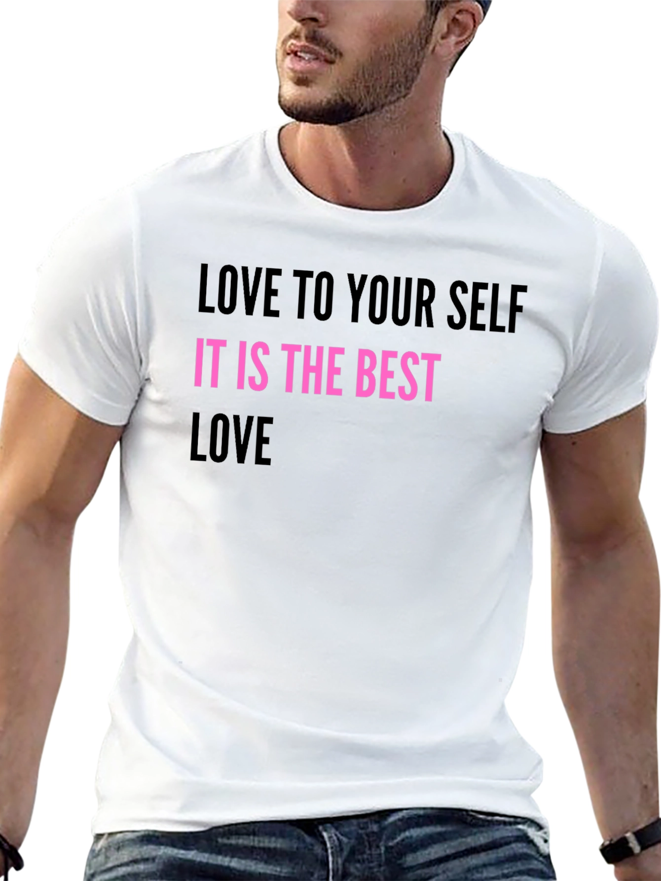 Black Love Yourself Graphic Tee - Black Crew Neck view 13