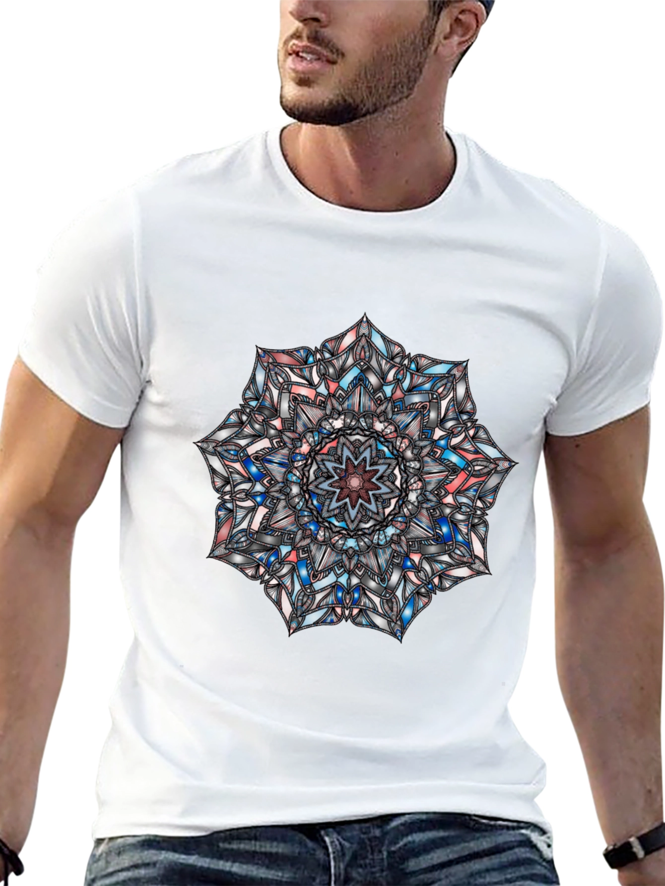 Black Mandala Graphic Print Black T-Shirt view 13