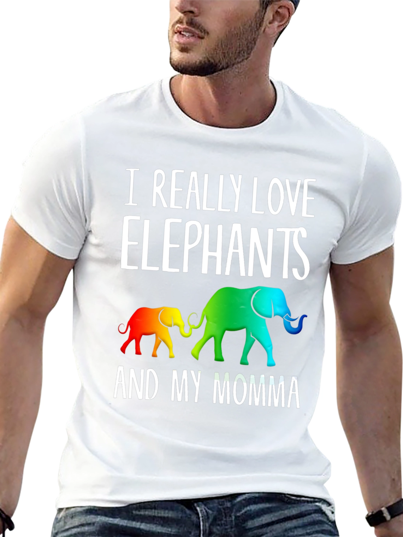 Black I Really Love Elephants And My Momma Graphic Tee view 13