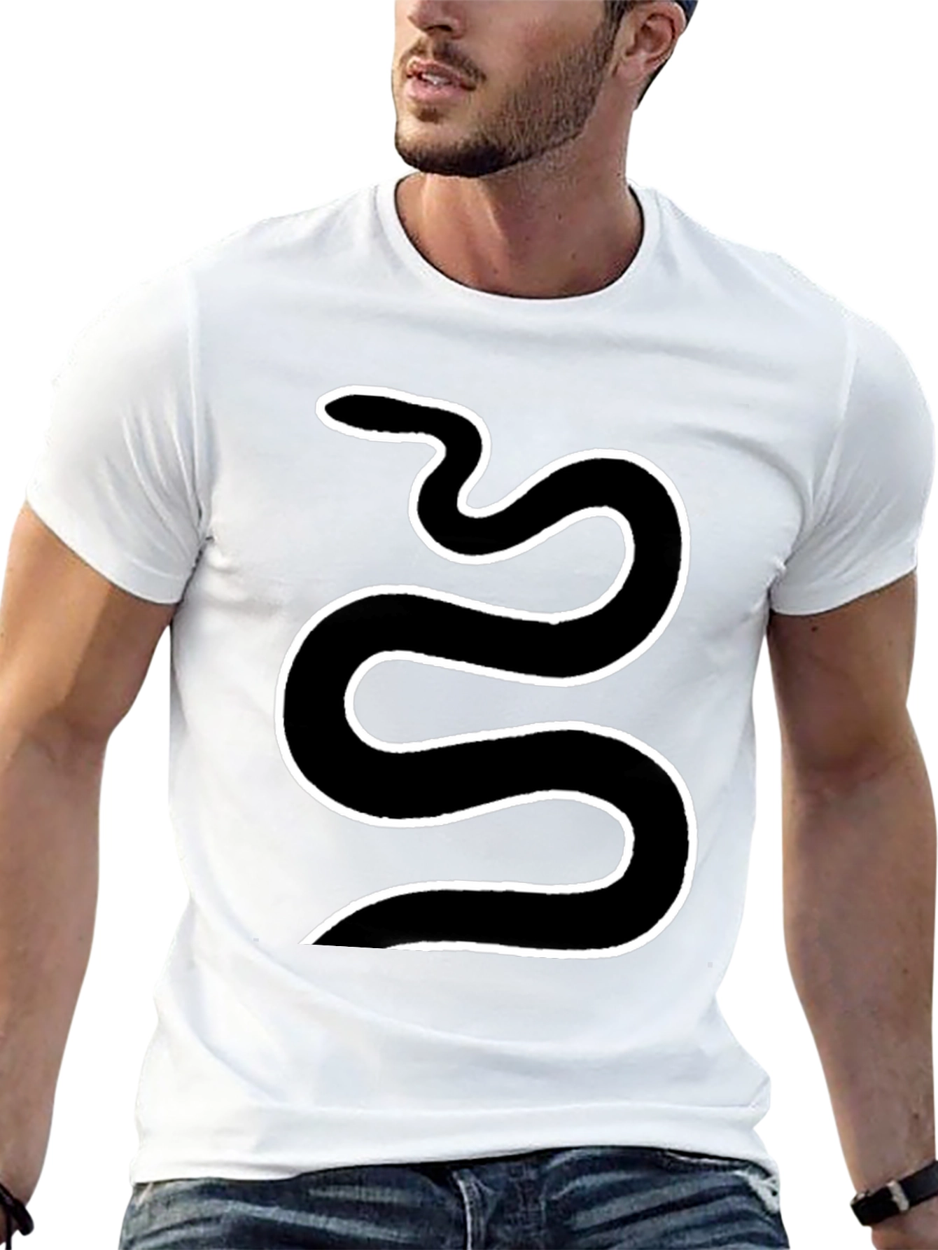 Black Black Snake Graphic Tee - Cool Serpent Design view 13
