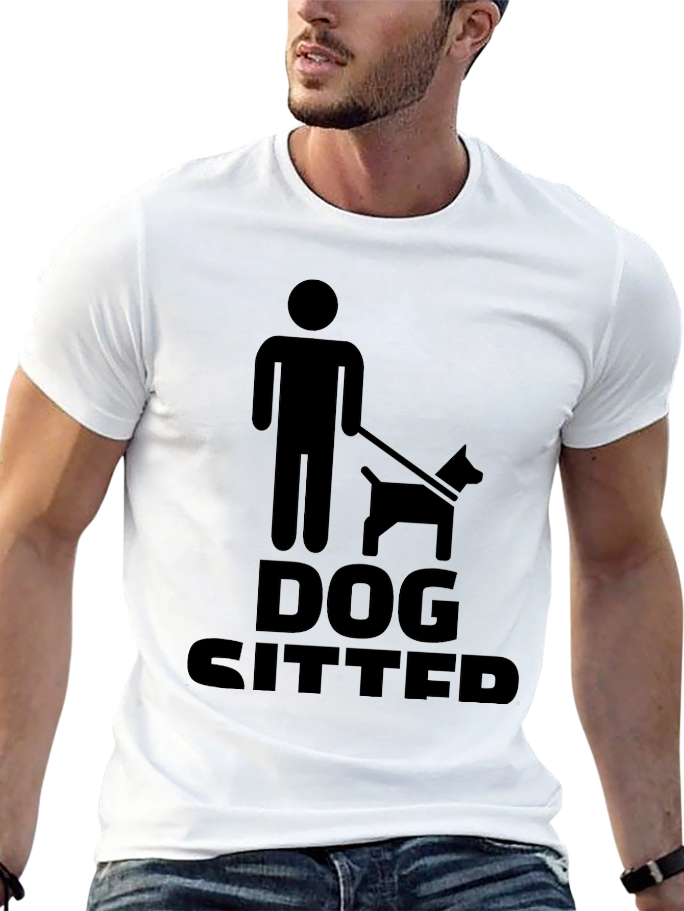 Black Dog Sitter Graphic Tee - Black Crew Neck T-Shirt view 13