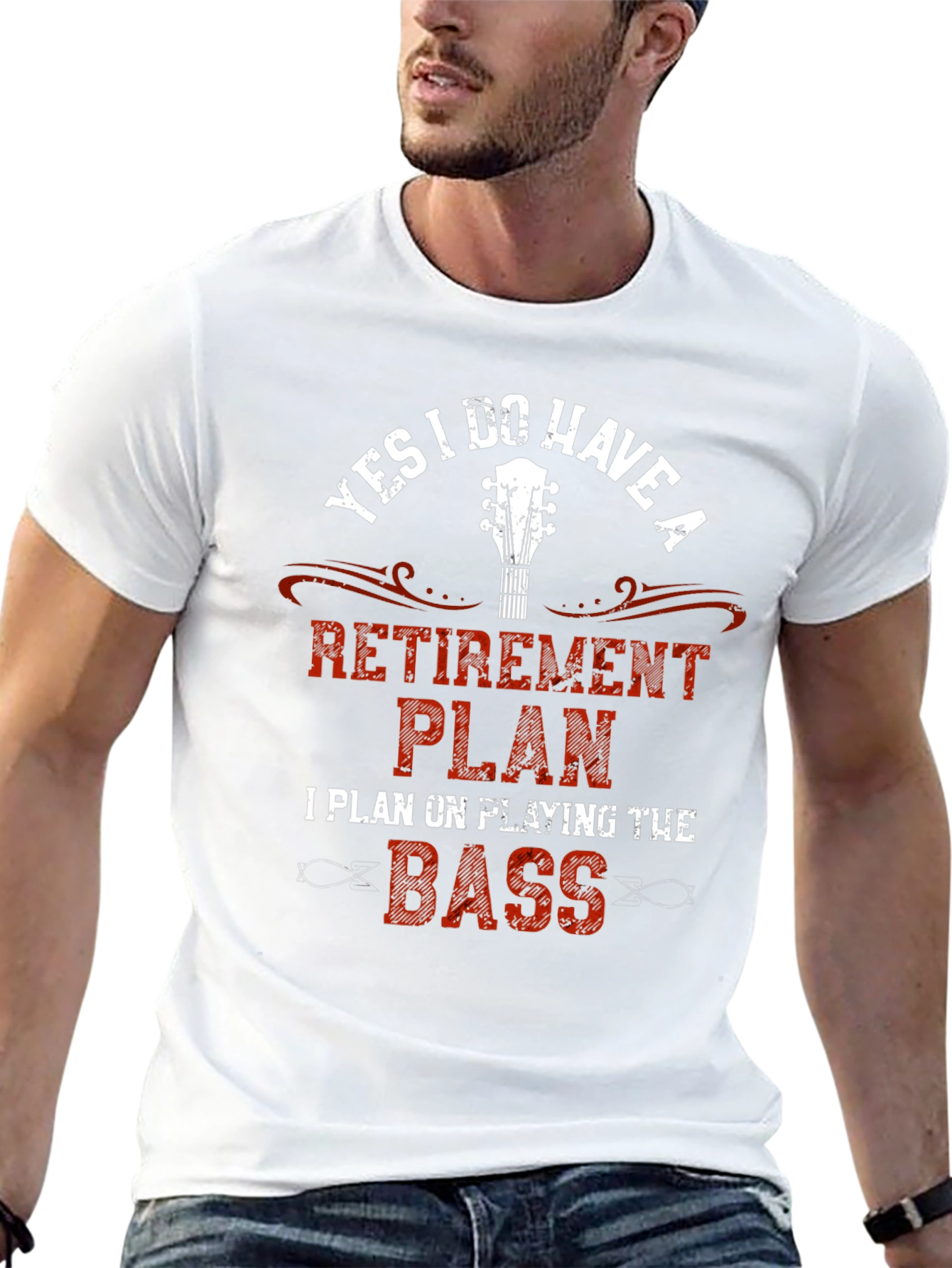 Black Retirement Plan Bass Guitar Graphic T-Shirt view 13